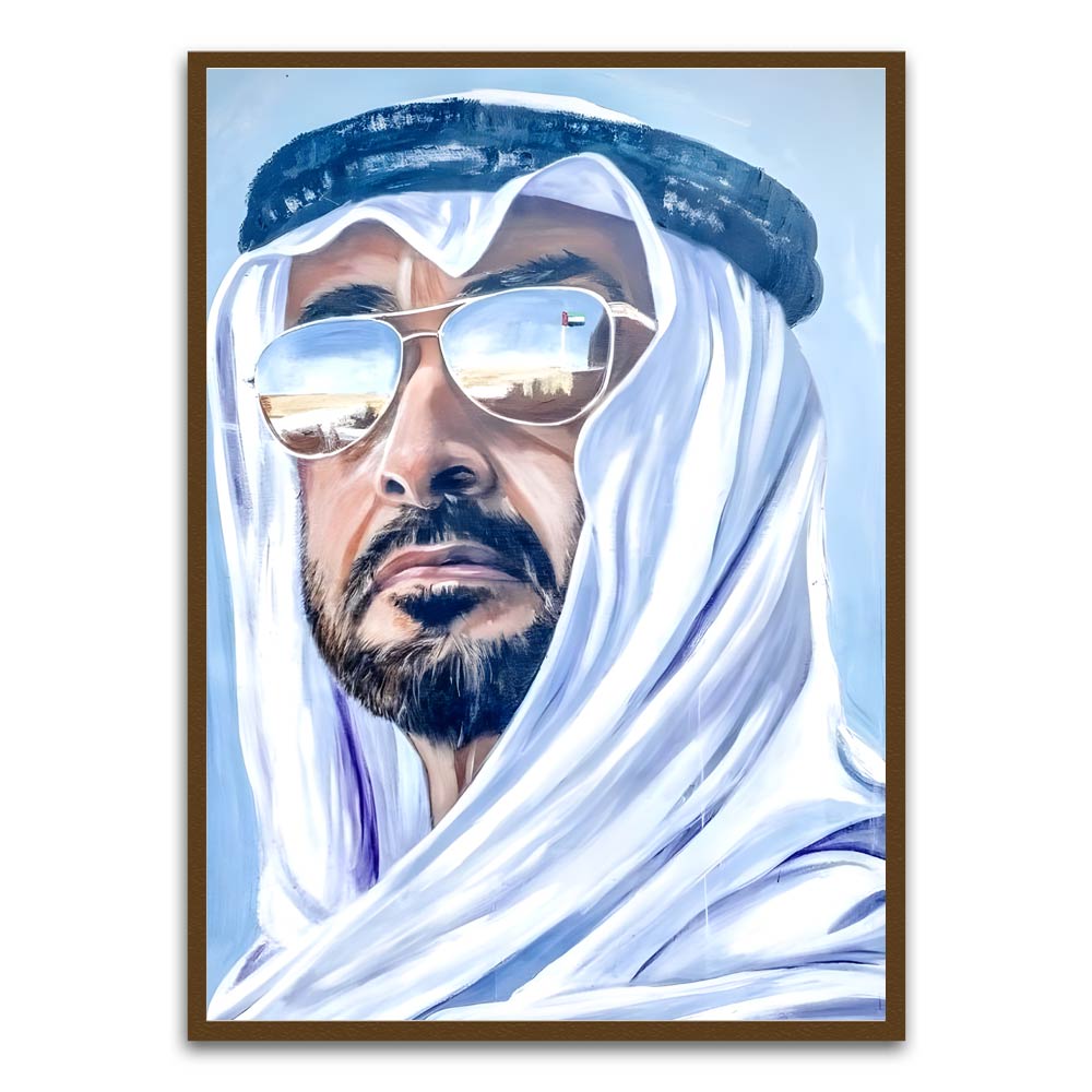 Sheikh Mohammed Bin Rashid Al Maktoum. Brown Printed frame acrylic canvas Frames