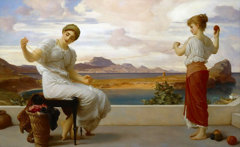 Frederic Leighton - Winding the Yarn 45x60 Canvas