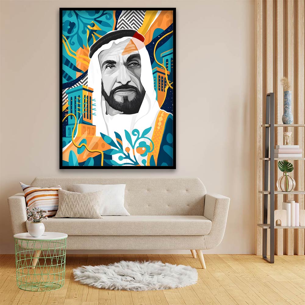 Sheikh Zayed Bin Sultan Al Nahyan Acrylic acrylic canvas Frames