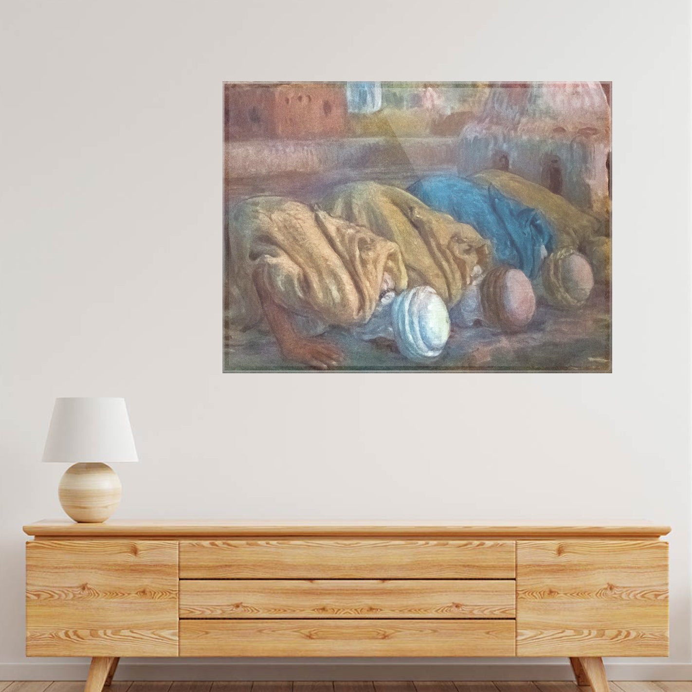 Prayer on a terrace in Bou-Saada Acrylic acrylic canvas Frames