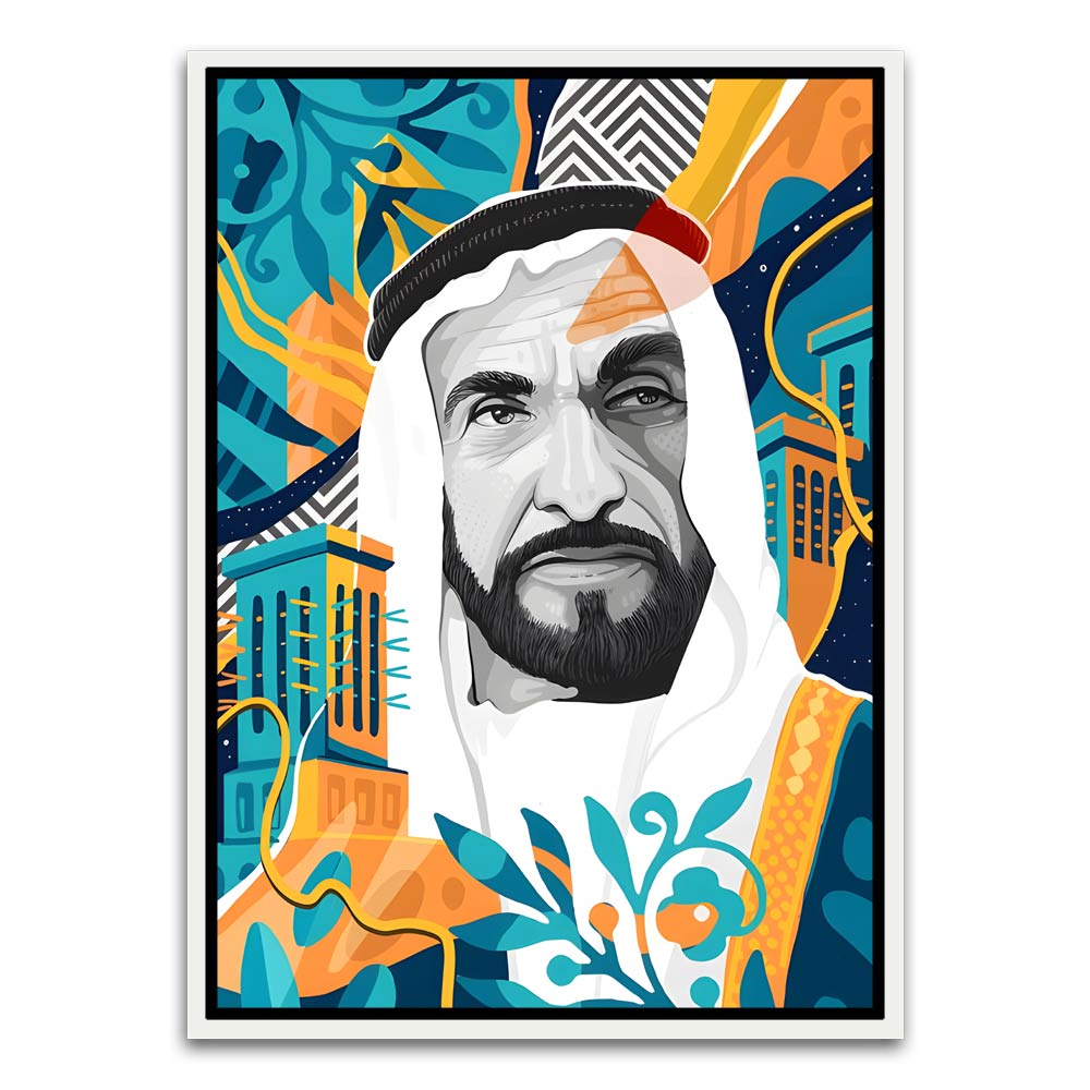 Sheikh Zayed Bin Sultan Al Nahyan White Canvas frame acrylic canvas Frames