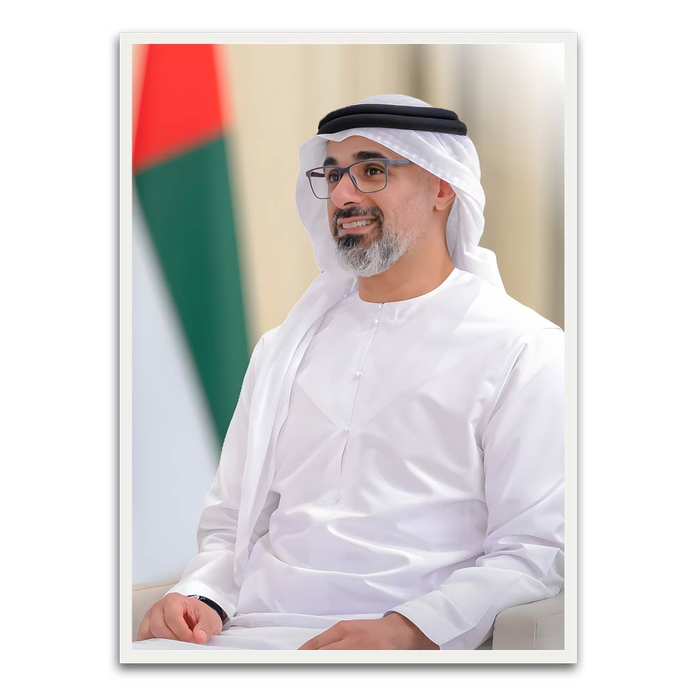 Sheikh Khaled bin Mohamed bin Zayed Al Nahyan White Printed frame acrylic canvas Frames