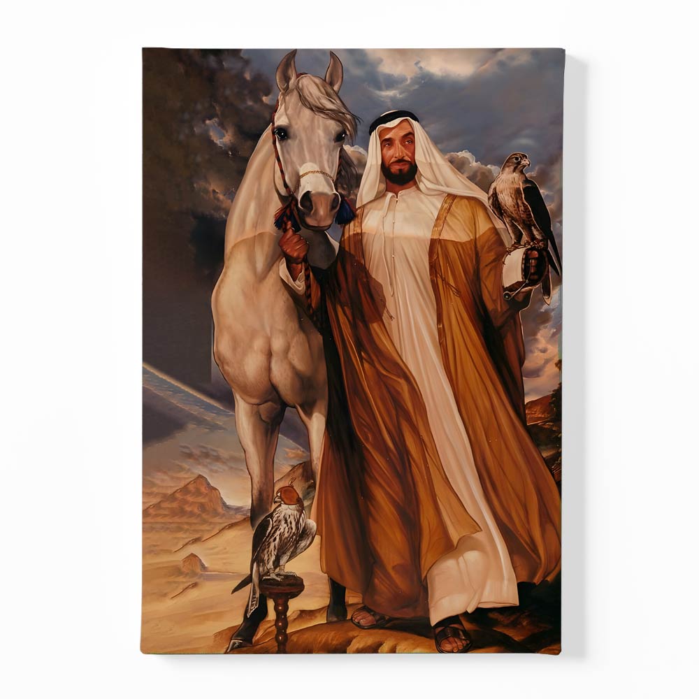 Sheikh Zayed Bin Sultan Al Nahyan Art Canvas acrylic canvas Frames