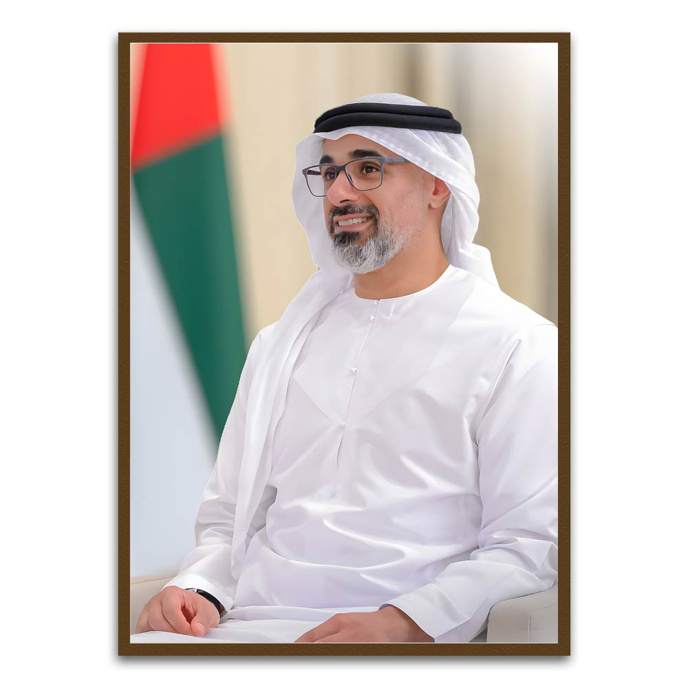 Sheikh Khaled bin Mohamed bin Zayed Al Nahyan Brown Printed frame acrylic canvas Frames