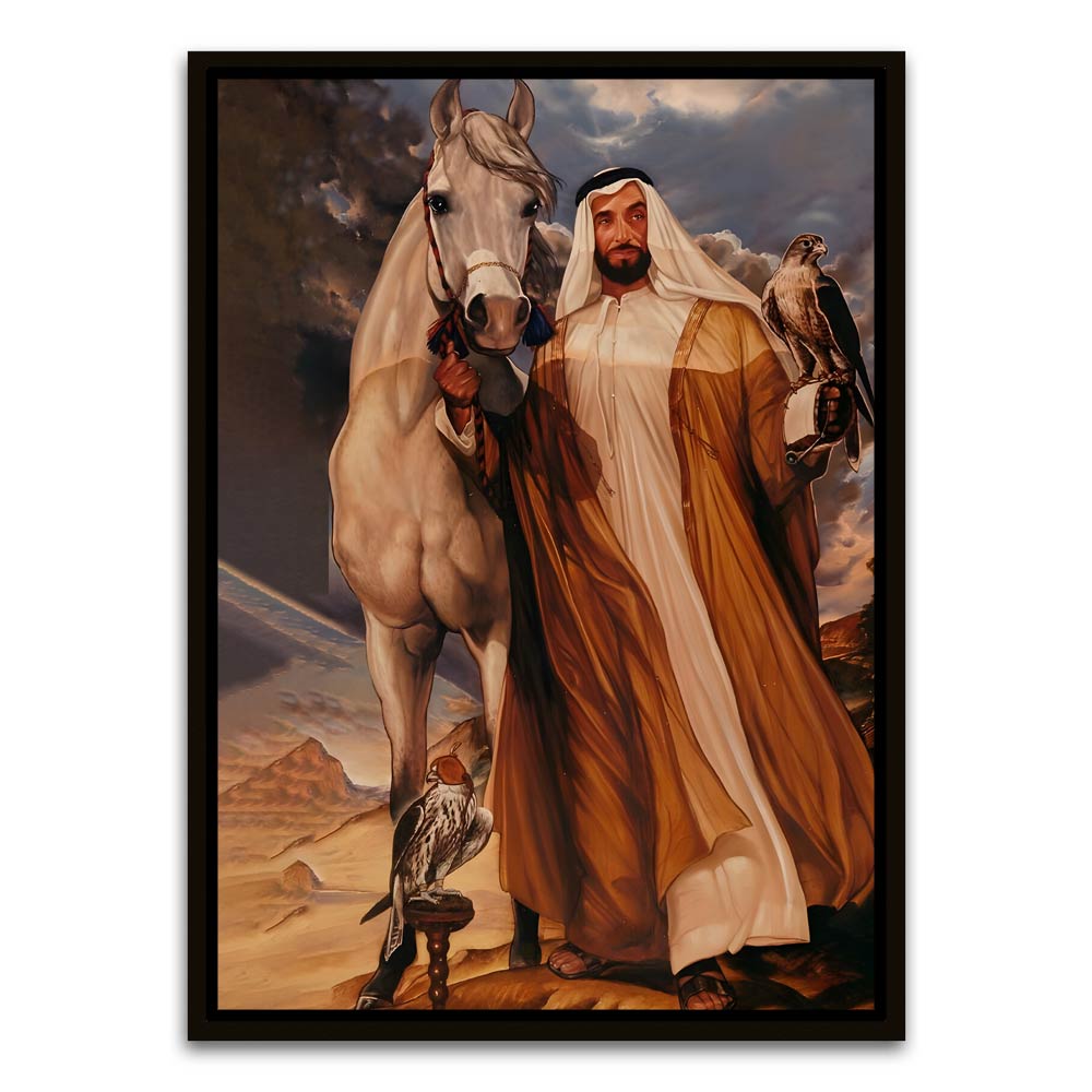 Sheikh Zayed Bin Sultan Al Nahyan Art Black Canvas frame acrylic canvas Frames