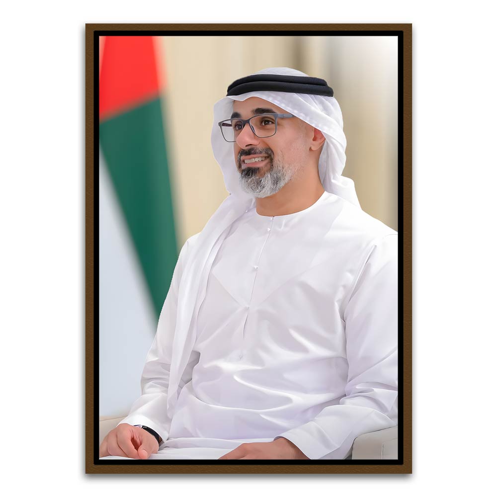 Sheikh Khaled bin Mohamed bin Zayed Al Nahyan Brown Canvas frame acrylic canvas Frames