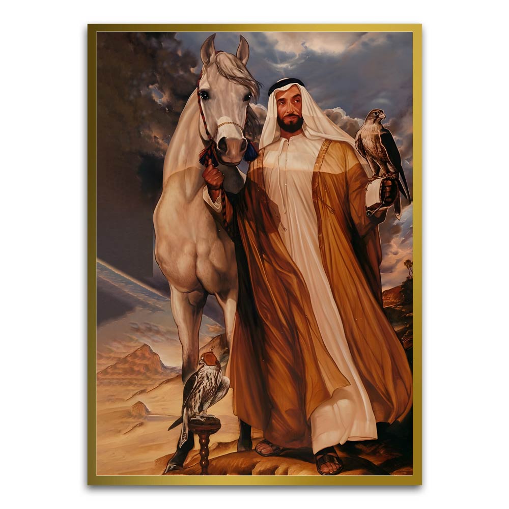 Sheikh Zayed Bin Sultan Al Nahyan Art Gold Printed frame acrylic canvas Frames