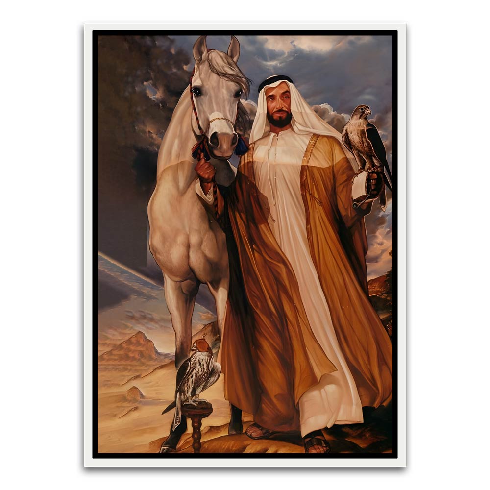 Sheikh Zayed Bin Sultan Al Nahyan Art White Canvas frame acrylic canvas Frames