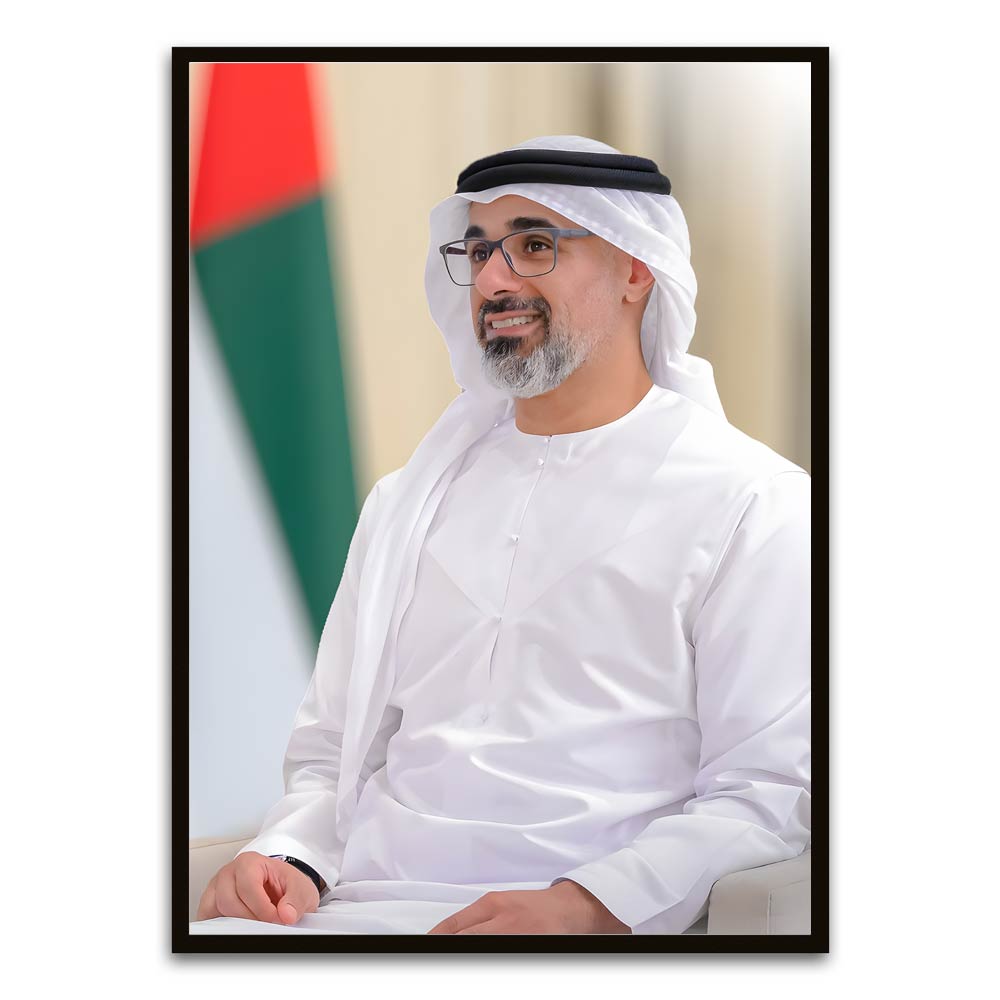 Sheikh Khaled bin Mohamed bin Zayed Al Nahyan Black Printed frame acrylic canvas Frames