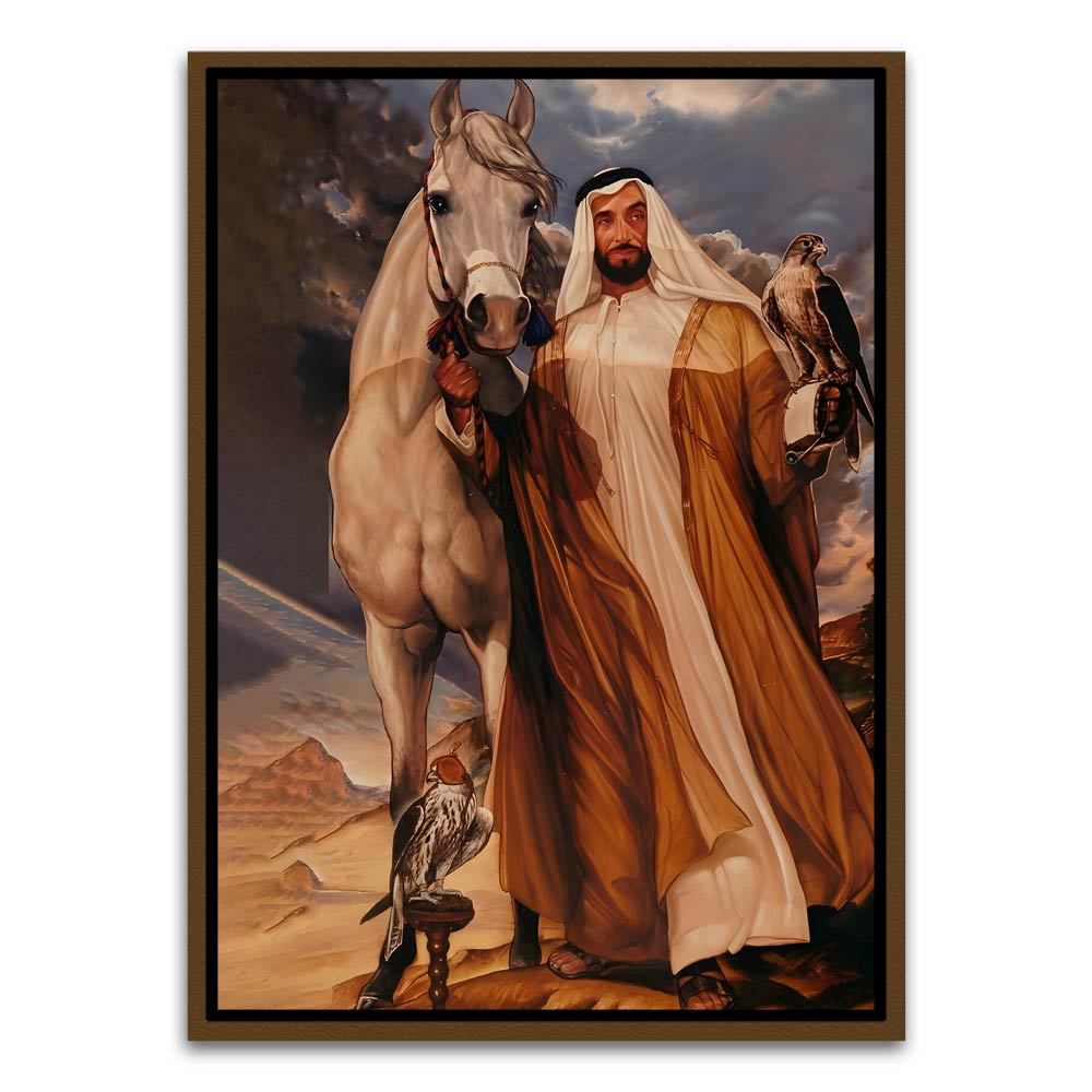 Sheikh Zayed Bin Sultan Al Nahyan Art Brown Canvas frame acrylic canvas Frames