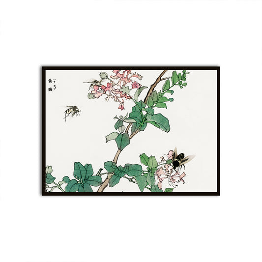 Blossoms and Bees Black Printed frame acrylic canvas Frames