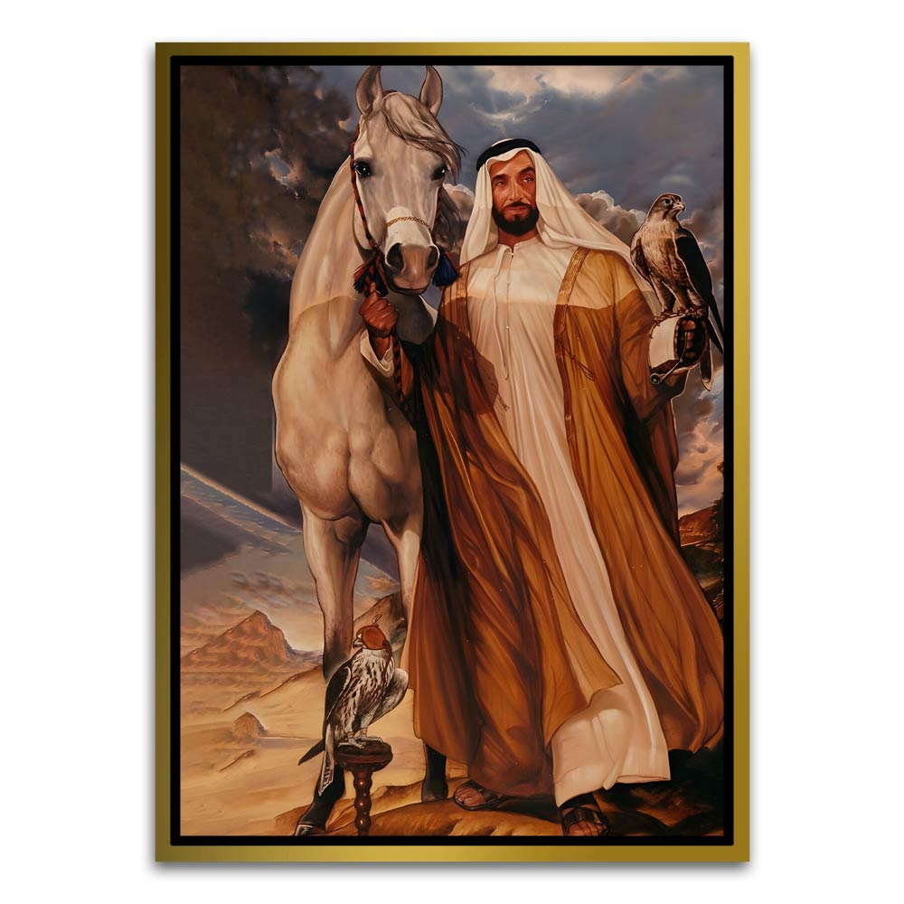 Sheikh Zayed Bin Sultan Al Nahyan Art Gold Canvas frame acrylic canvas Frames