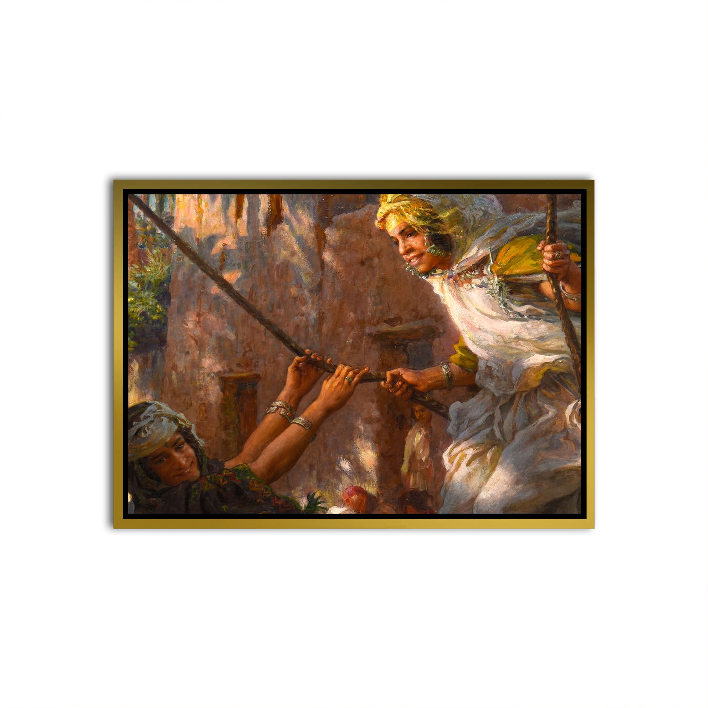 Nasreddine dinet la balançoire Gold Canvas frame acrylic canvas Frames