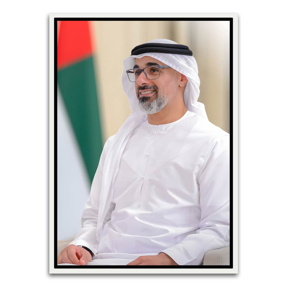 Sheikh Khaled bin Mohamed bin Zayed Al Nahyan White Canvas frame acrylic canvas Frames