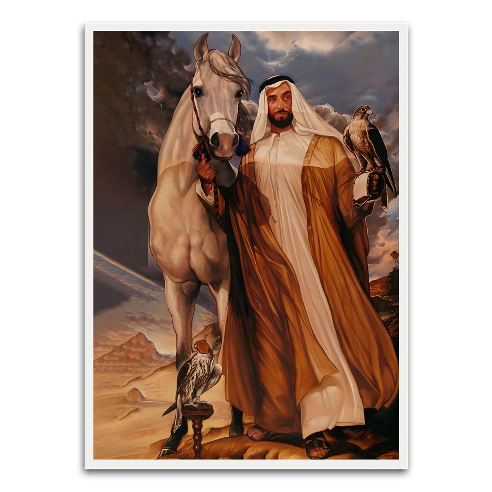 Sheikh Zayed Bin Sultan Al Nahyan Art White Printed frame acrylic canvas Frames