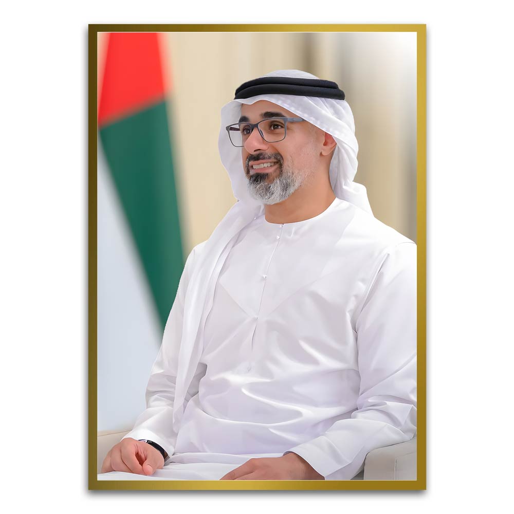 Sheikh Khaled bin Mohamed bin Zayed Al Nahyan Gold Printed frame acrylic canvas Frames