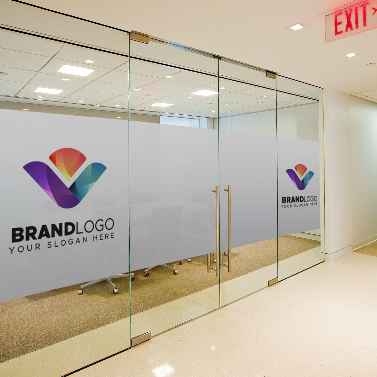 Custom Glass Stickering for office branding privacy aesthetics