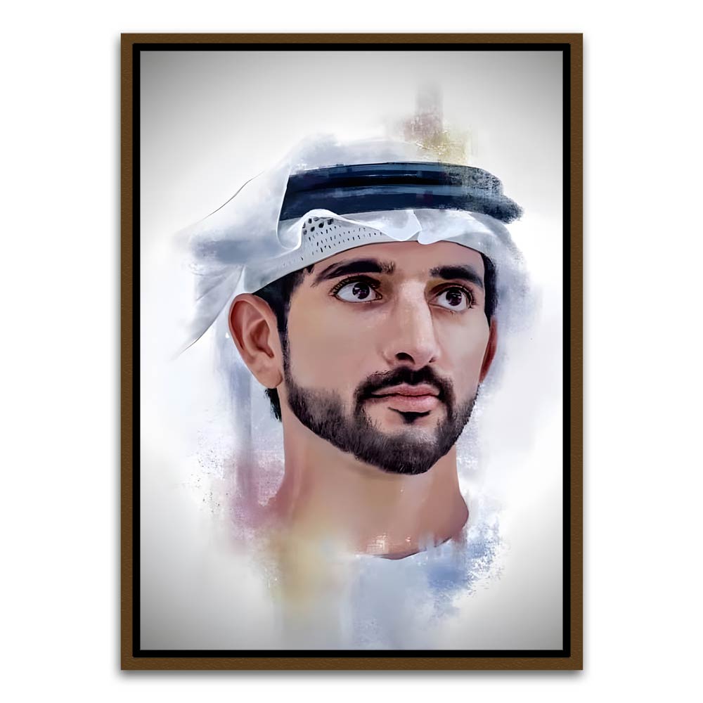 Sheikh Hamdan bin Mohammed Al Maktoum Brown Canvas frame acrylic canvas Frames