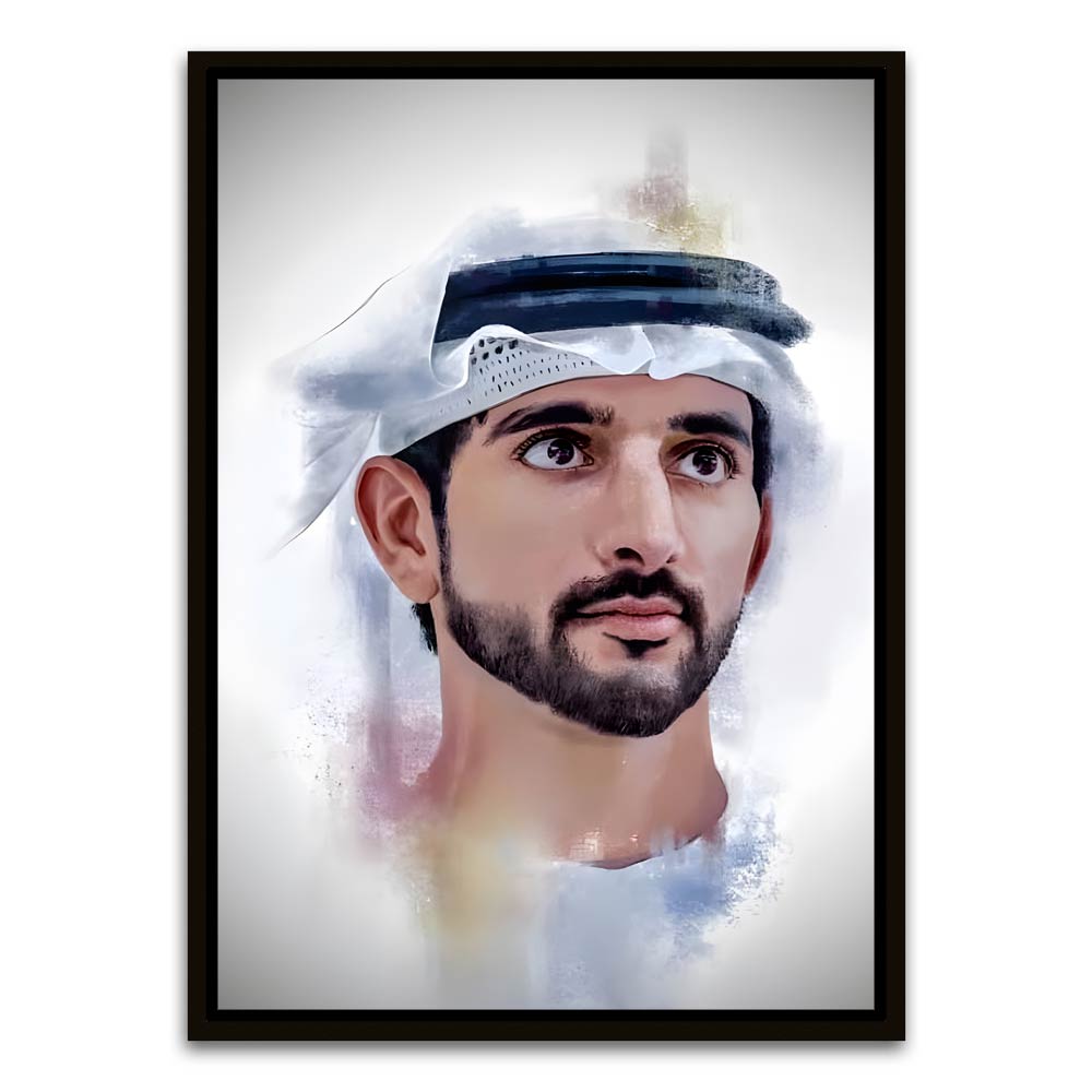 Sheikh Hamdan bin Mohammed bin Rashid Al Maktoum Black Canvas frame acrylic canvas Frames