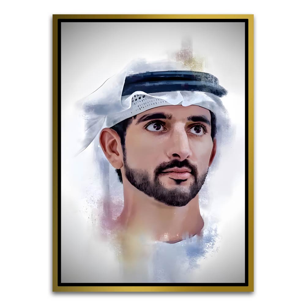 Sheikh Hamdan bin Mohammed Al Maktoum Gold Canvas frame acrylic canvas Frames