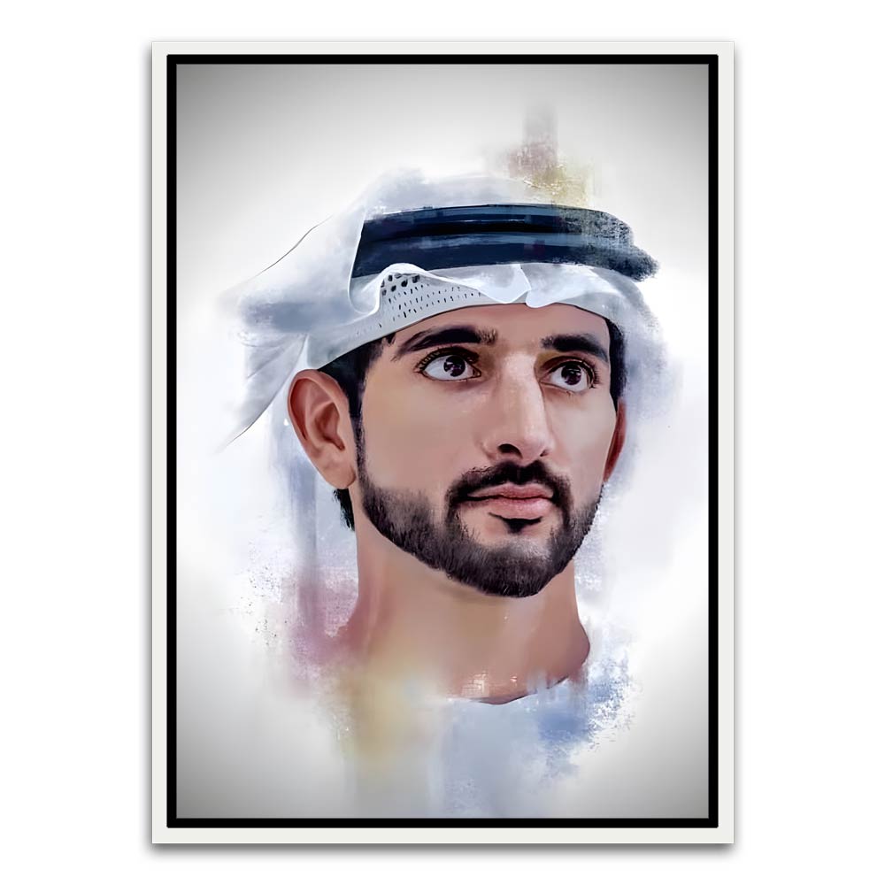 Sheikh Hamdan bin Mohammed Al Maktoum White Canvas frame acrylic canvas Frames