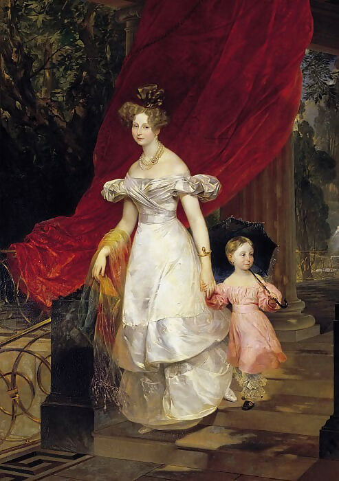 KarlPavlovichBryullov–PortraitofGrandDuchessElenaPavlovnawithherdaughterMaria. 50X40 Canvas