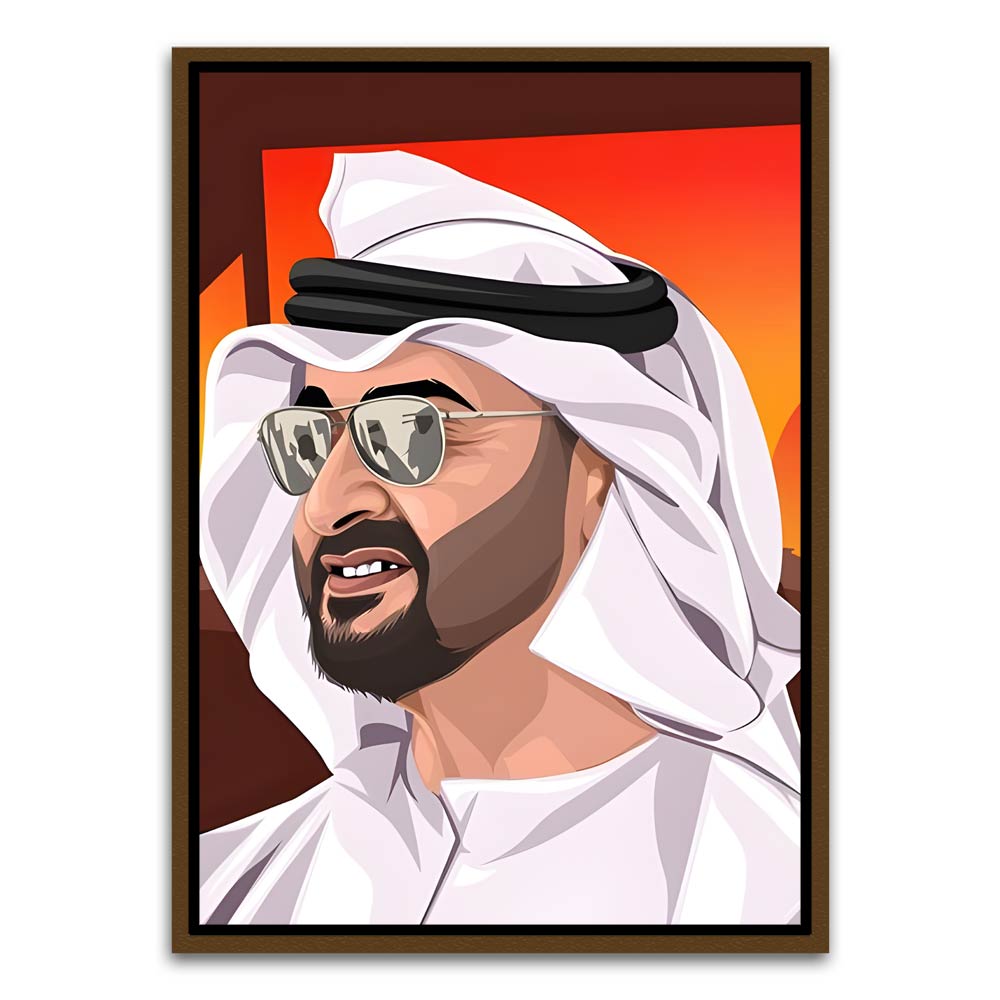 Sheikh Mohammed Bin Rashid Al Maktoum. Brown Canvas frame acrylic canvas Frames