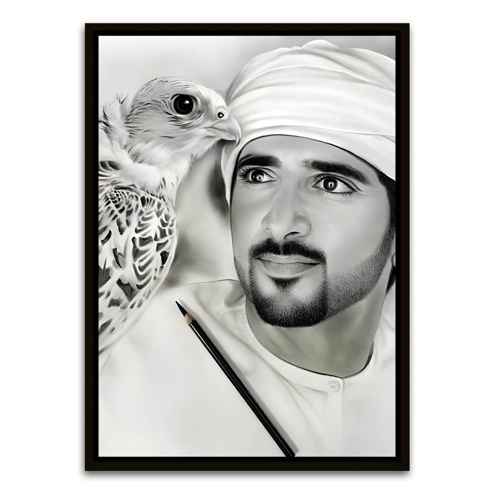 Sheikh Hamdan bin Mohammed bin Rashid Al Maktoum Black Canvas frame acrylic canvas Frames