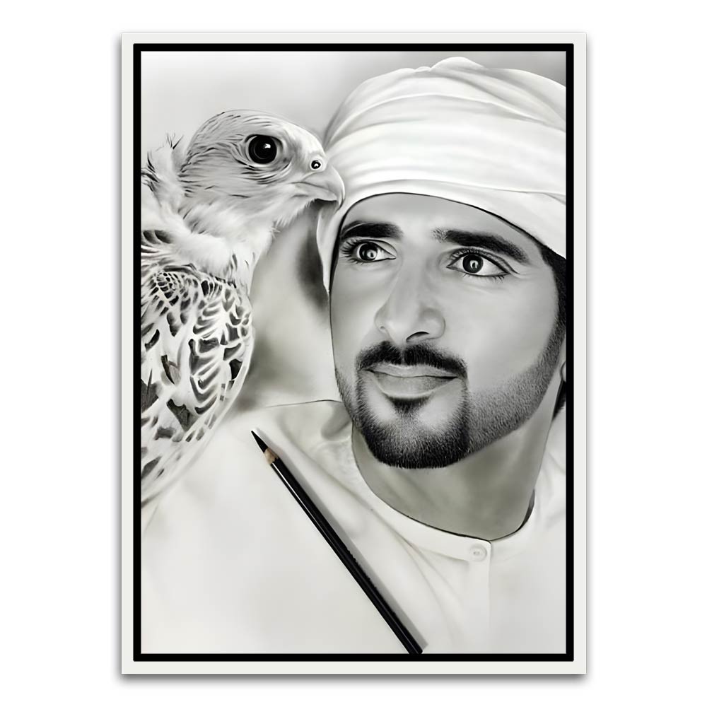 Sheikh Hamdan bin Mohammed bin Rashid Al Maktoum White Canvas frame acrylic canvas Frames