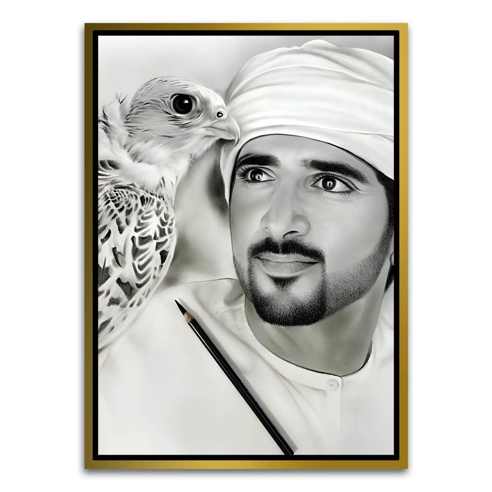 Sheikh Hamdan bin Mohammed bin Rashid Al Maktoum Gold Canvas frame acrylic canvas Frames