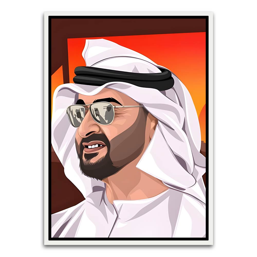 Sheikh Mohammed Bin Rashid Al Maktoum. White Canvas frame acrylic canvas Frames