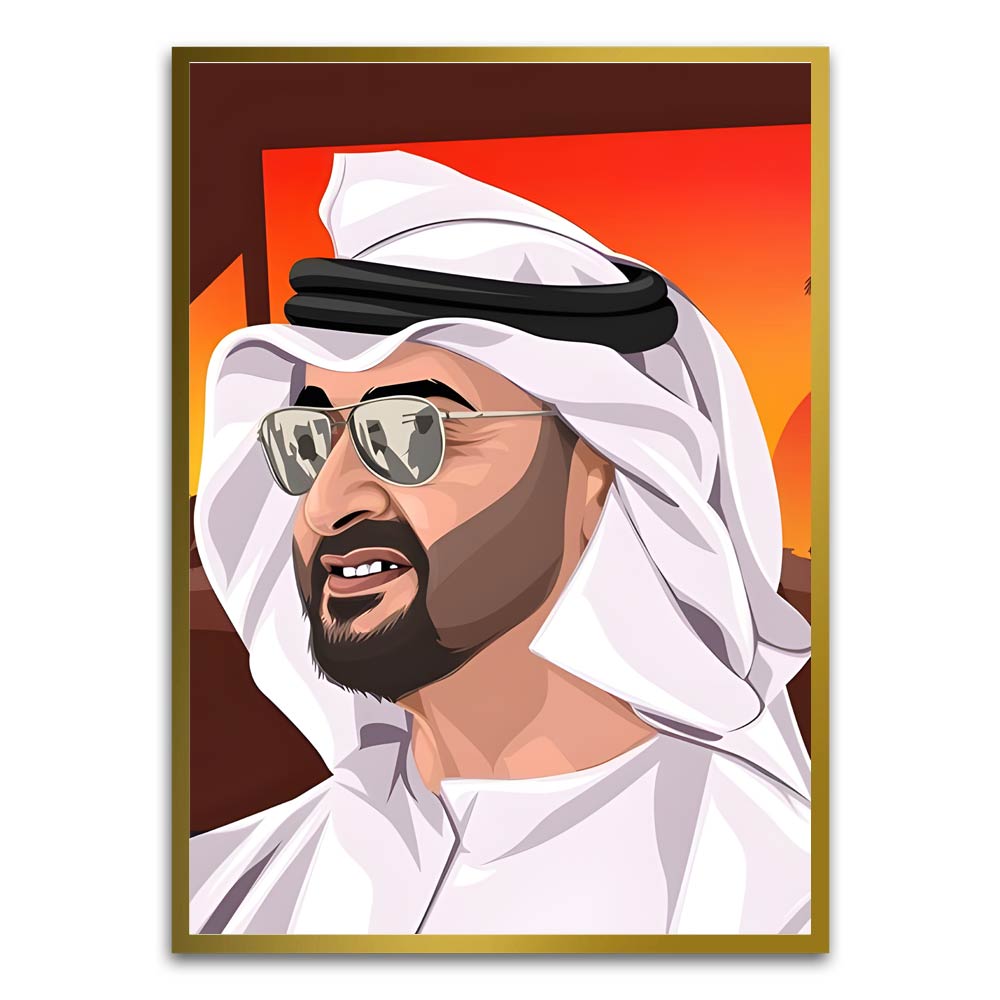 Sheikh Mohammed Bin Rashid Al Maktoum. Gold Printed frame acrylic canvas Frames