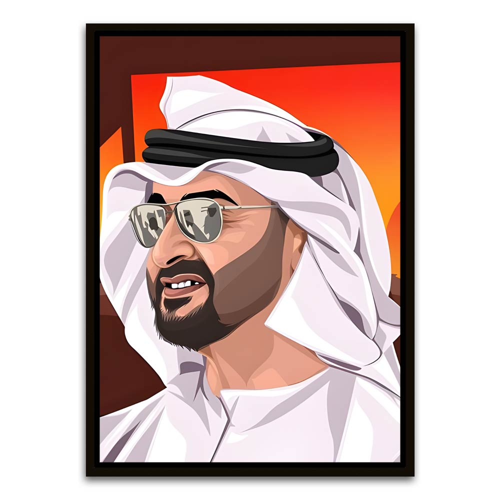 Sheikh Mohammed Bin Rashid Al Maktoum. Black Canvas frame acrylic canvas Frames