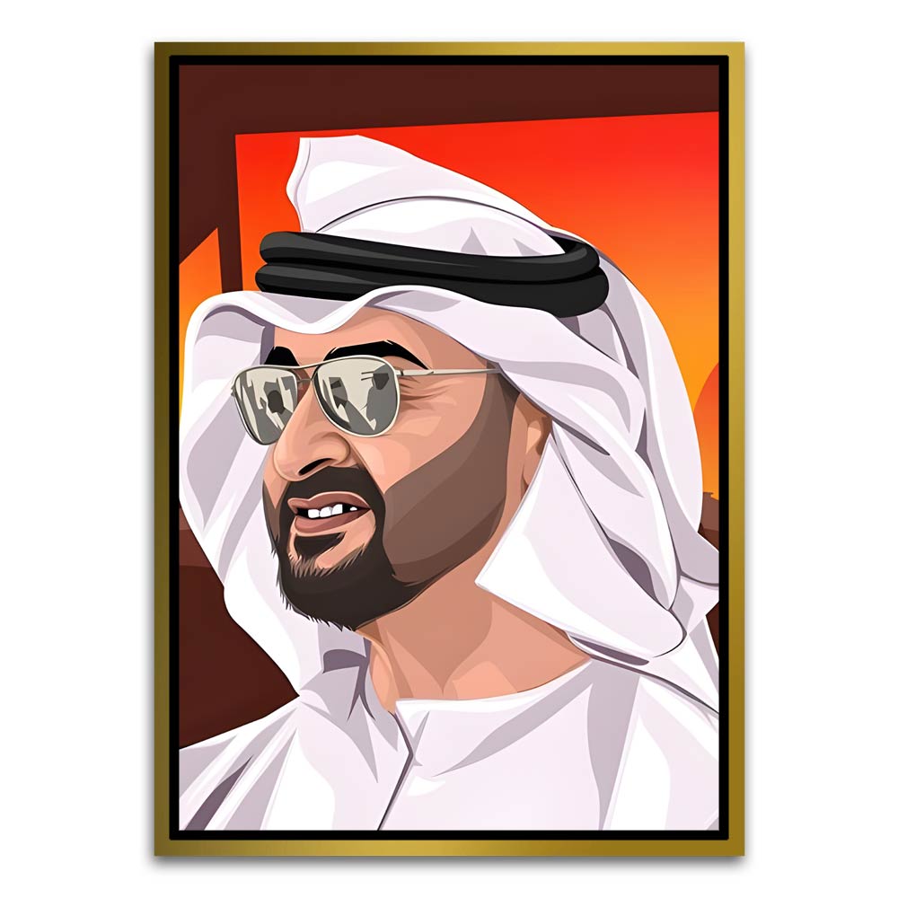 Sheikh Mohammed Bin Rashid Al Maktoum. Gold Canvas frame acrylic canvas Frames