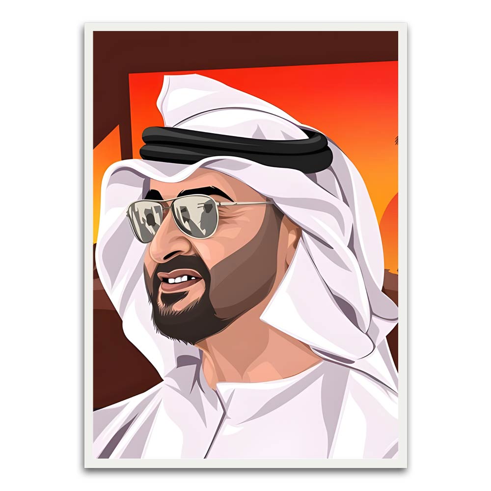 Sheikh Mohammed Bin Rashid Al Maktoum. White Printed frame acrylic canvas Frames