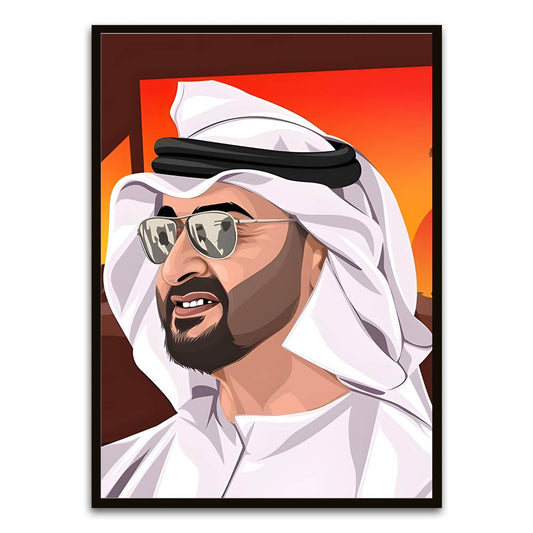 Sheikh Mohammed Bin Rashid Al Maktoum. Black Printed frame acrylic canvas Frames