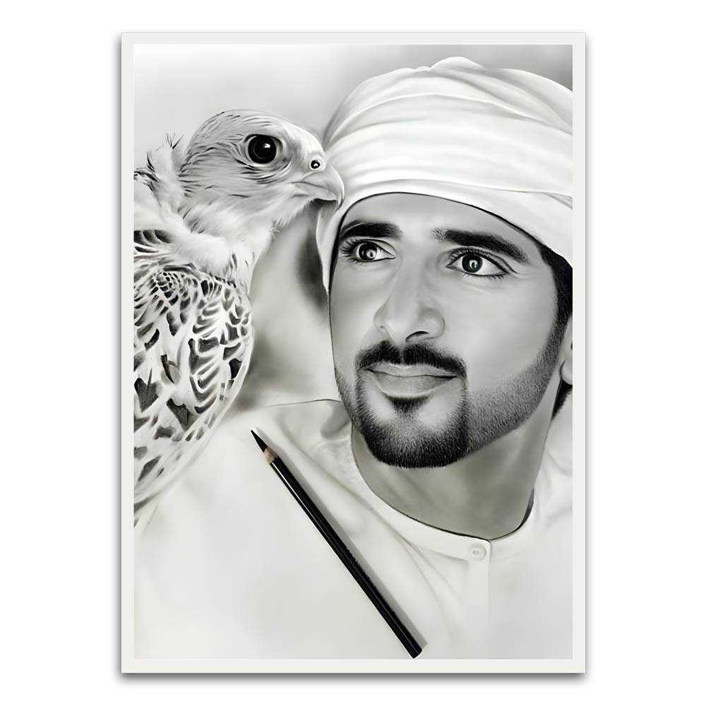 Sheikh Hamdan bin Mohammed bin Rashid Al Maktoum White Printed frame acrylic canvas Frames