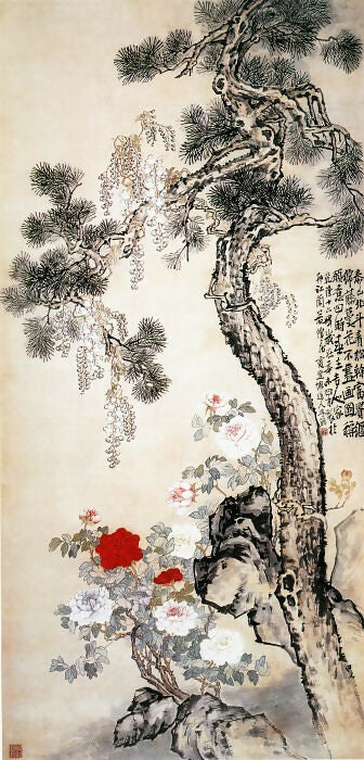 Chinese Painters of the Middle Ages (李蝉 - 松石紫藤图) – Li Chan 90x120 Canvas