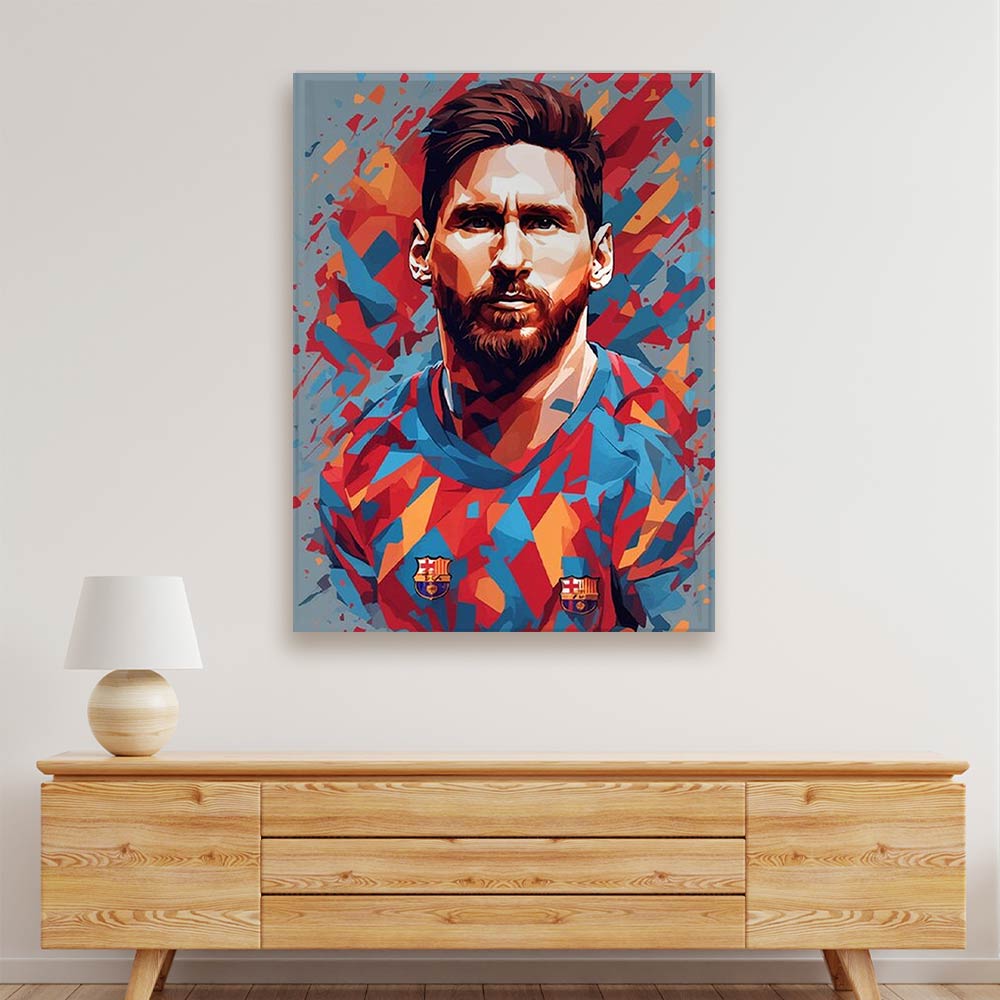 Messi poster Acrylic acrylic canvas Frames