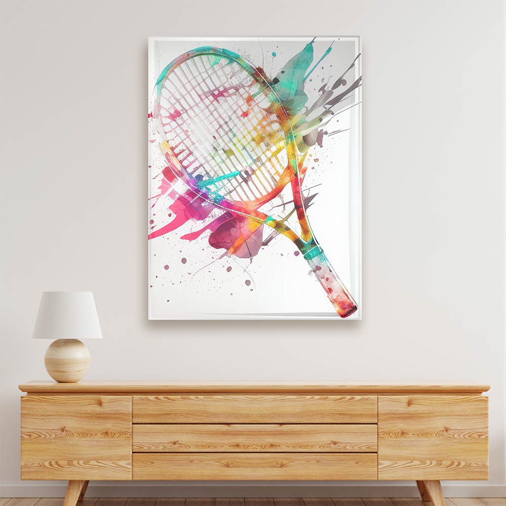 Color Splash Tennis Racket Acrylic acrylic canvas Frames