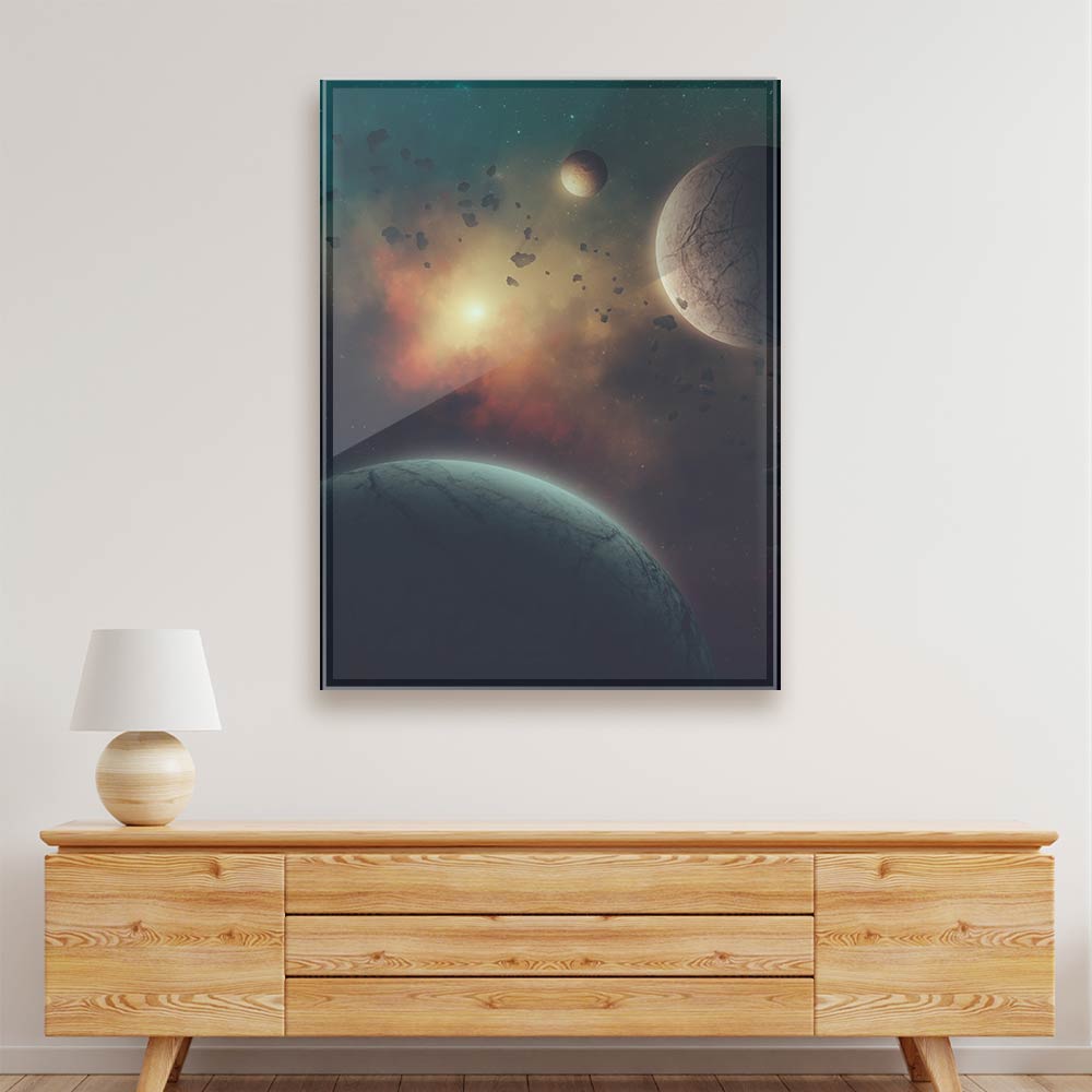 Sunrise in space Acrylic acrylic canvas Frames