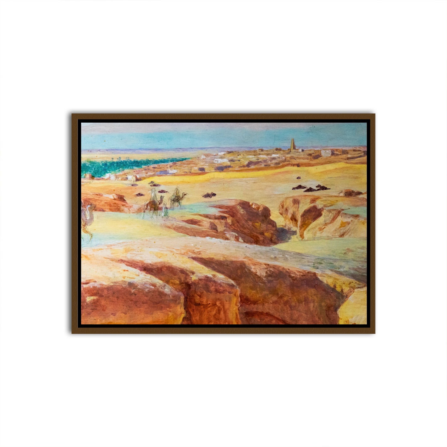 Caravane à El Grara près de Ghardaïa Brown Canvas frame acrylic canvas Frames