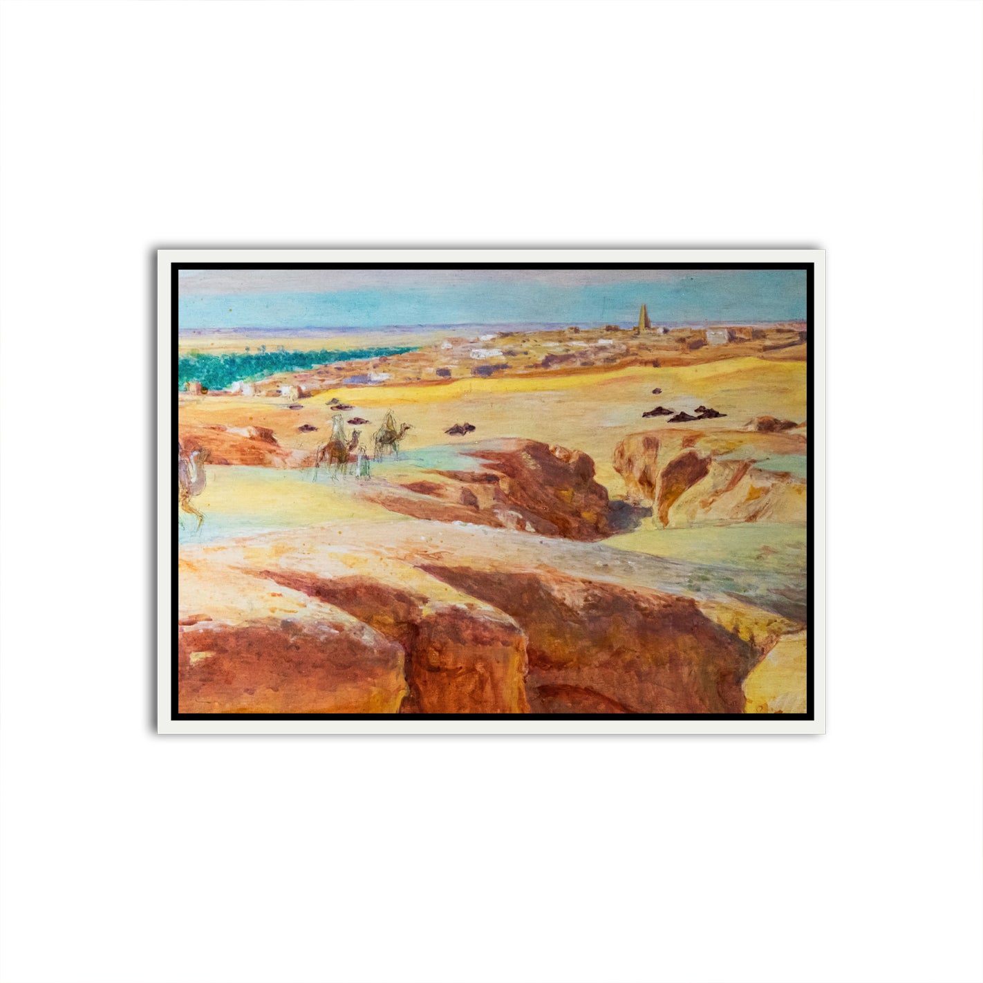 Caravane à El Grara près de Ghardaïa White Canvas frame acrylic canvas Frames