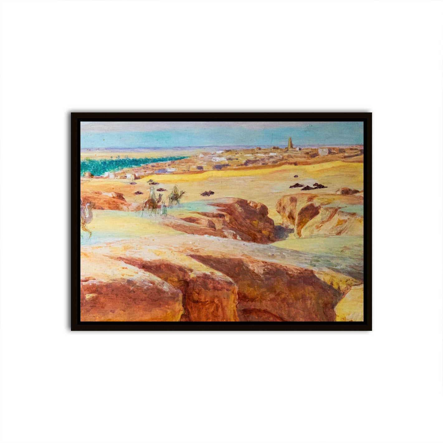 Caravane à El Grara près de Ghardaïa Black Canvas frame acrylic canvas Frames