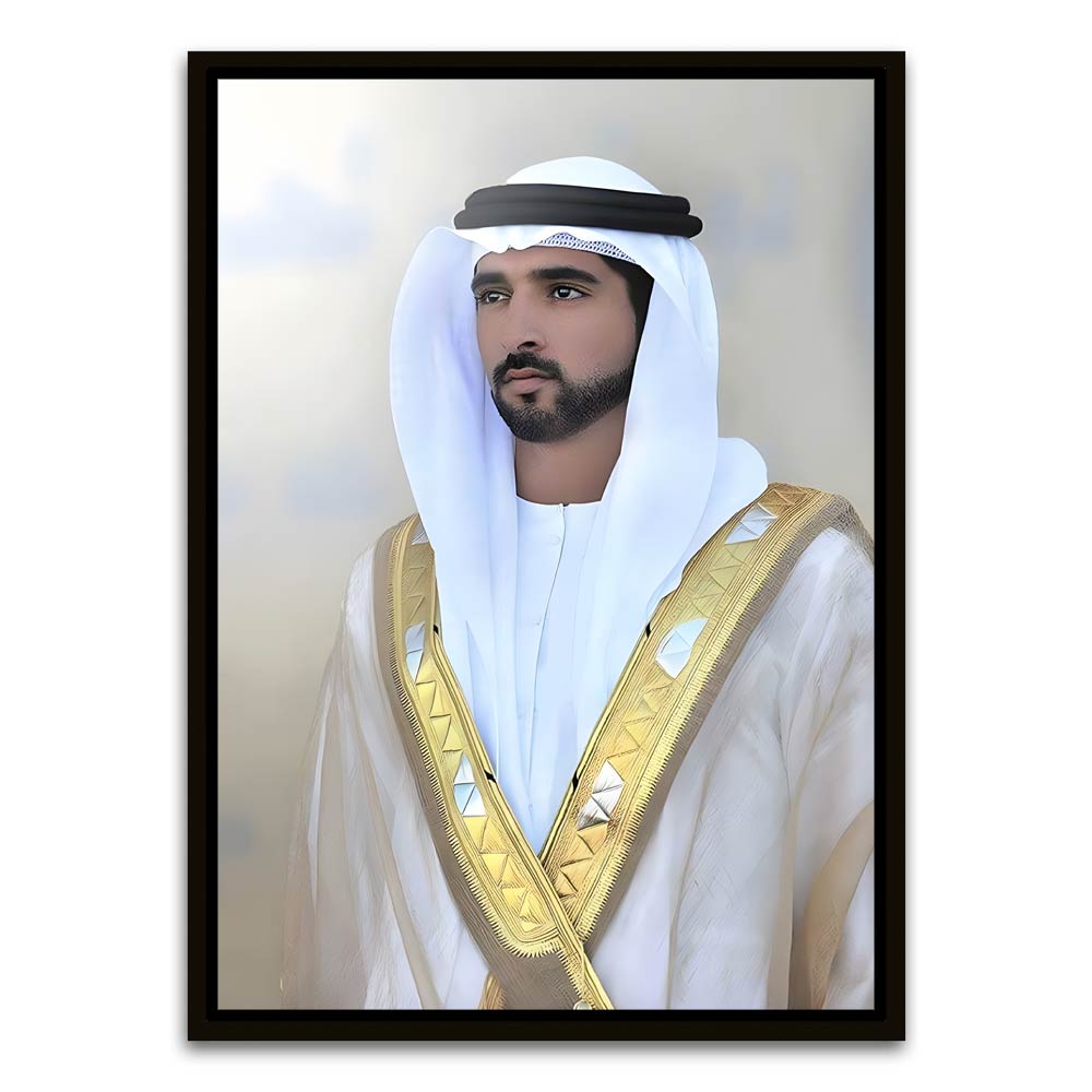 Sheikh Hamdan bin Mohammed bin Rashid Al Maktoum Black Canvas frame acrylic canvas Frames