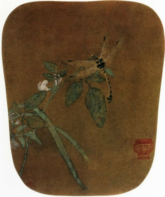 Chinese Artists of the Middle Ages (佚名 - 豆花蜻蜓图) – Unknown 50X40 Canvas