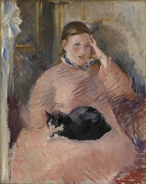 Edouard Manet – Woman with a Cat (Portrait of Madame Manet) 140x187 Canvas