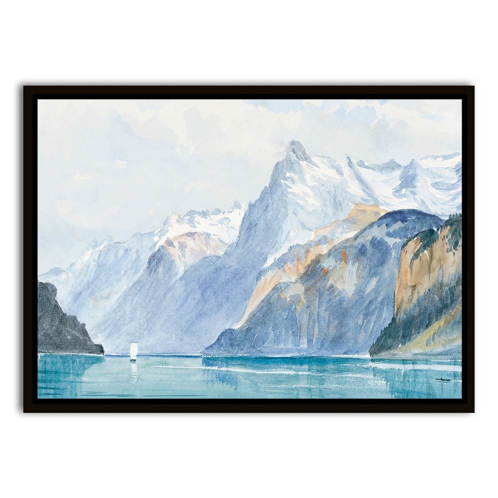 Bay of Uri Brunnen from Switzerland Black Canvas Frame