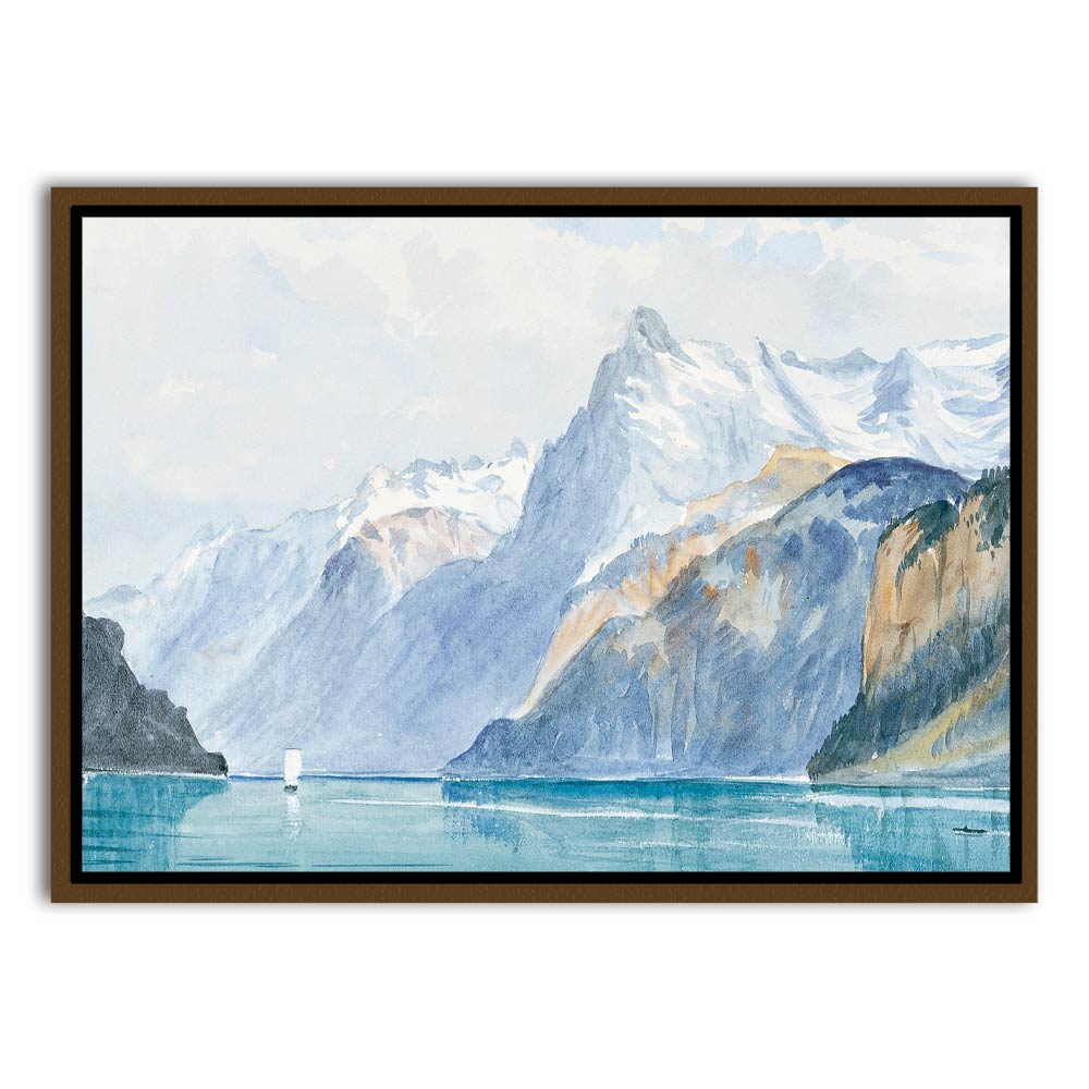 Bay of Uri Brunnen from Switzerland Brown Canvas Frame