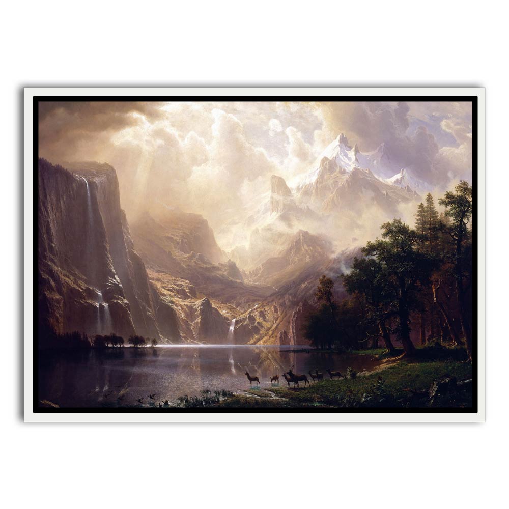 Bierstadt Among the Sierra Nevada White Canvas Frame